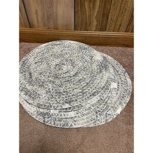 Pier One Imports Round Woven Mesa Napperon Colorful Blue Gray Placemats Set of 6